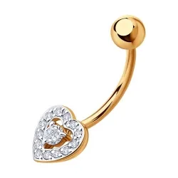 Piercing din aur roșu cu Cubic Zirconia Incolor