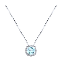 Colier din argint  cu pietre Cubic Zirconia Incolor, Topaz albastru