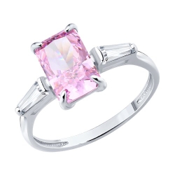 Inel din argint  cu pietre Cubic Zirconia Incolor, Cubic Zirconia Roz