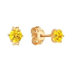 Cercei Pusete din aur roșu cu Cubic Zirconia Galben