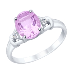 Inel din argint  cu pietre Cubic Zirconia Incolor, Ametist