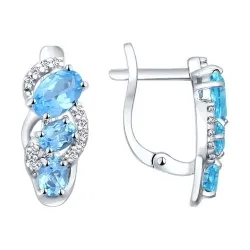 Cercei din argint cu Cubic Zirconia Incolor, Topaz albastru