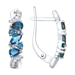 Серьги из серебра с камнями Фианит, Топаз London