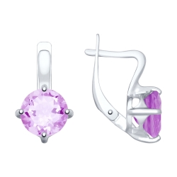 Серьги из серебра с камнями Аметист
