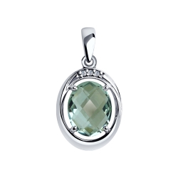 Pandantiv din argint  cu pietre Cubic Zirconia Incolor, Cuart Verde (sint.)