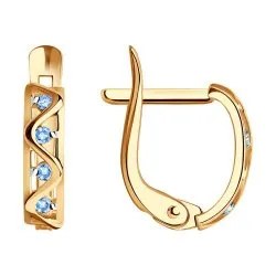 Cercei p-u copii din aur roșu cu Cubic Zirconia Albastru