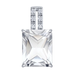 Подвеска из белого золота с камнями Бриллиант, Горный хрусталь