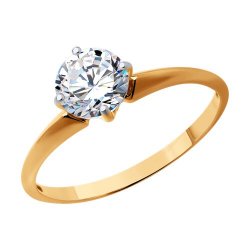 Inel din aur roșu cu pietre Cubic Zirconia Incolor