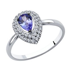 Inel din aur alb cu pietre Diamant, Tanzanit