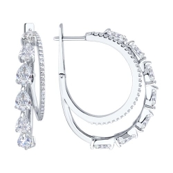 Cercei din argint  cu pietre Cubic Zirconia Incolor
