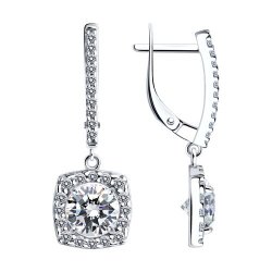 Cercei Suspendați din argint  cu pietre Cubic Zirconia Incolor