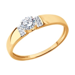 Inel din aur roșu cu pietre Cubic Zirconia Incolor