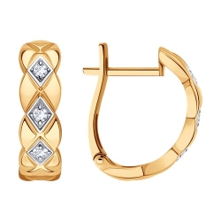 Cercei din aur roșu cu pietre Cubic Zirconia Incolor