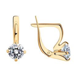Cercei din aur roșu cu pietre Cubic Zirconia Incolor