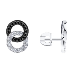 Cercei Pusete din aur alb cu pietre Diamant, Diamant negru
