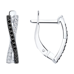 Cercei din aur alb cu pietre Cubic Zirconia Incolor, Cubic Zirconia Negru