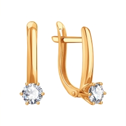 Cercei din aur roșu cu pietre Cubic Zirconia Incolor