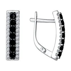 Cercei din argint cu Cubic Zirconia Incolor, Cubic Zirconia Negru
