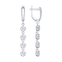Cercei Suspendați din argint  cu pietre Cubic Zirconia Incolor