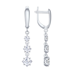 Cercei Suspendați din argint  cu pietre Cubic Zirconia Incolor
