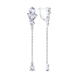 Cercei suspendați din argint  cu pietre Cubic zirconia