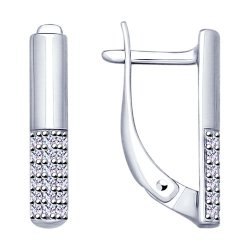 Серьги из серебра с камнями Фианит