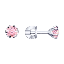 Cercei Pusete din argint  cu pietre Cubic Zirconia Roz