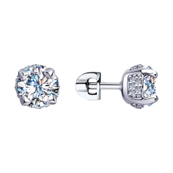 Cercei Pusete din argint  cu pietre Cubic Zirconia Incolor