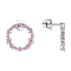 Cercei Pusete din argint  cu pietre Cubic Zirconia Roz