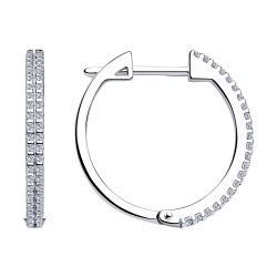 Cercei Creole din argint  cu pietre Cubic Zirconia Incolor