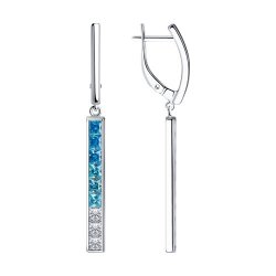 Cercei Suspendați din argint  cu pietre Cubic Zirconia Incolor, Cubic Zirconia Albastru și Cubic Zirconia Albastru Safir