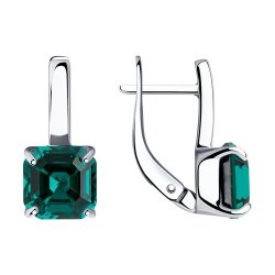 Cercei din argint  cu pietre Cristal verde