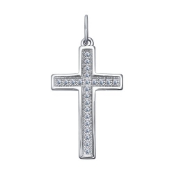 Cruce din argint  cu pietre Cubic Zirconia Incolor
