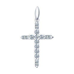 Cruce din argint  cu pietre Cubic Zirconia Incolor