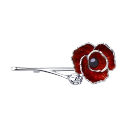 Broșă din argint  cu pietre Perla Imit., Emailare