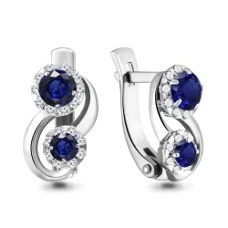 Cercei din aur alb cu Diamant, Safir