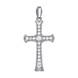 Cruce din argint  cu pietre Cubic Zirconia Incolor