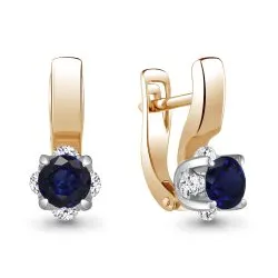 Cercei din aur roșu cu Diamant, Safir