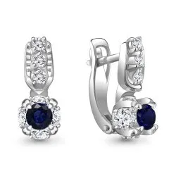 Cercei din aur alb cu Diamant, Safir