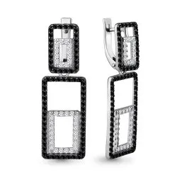 Cercei Suspendați din aur alb cu Diamant, Diamant negru