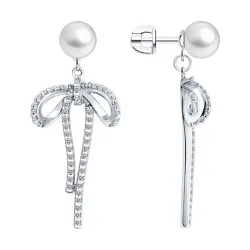 Cercei Pusete din argint cu Cubic Zirconia Incolor, Perla Imit.
