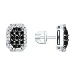 Cercei Pusete din aur alb cu Diamant, Diamant negru