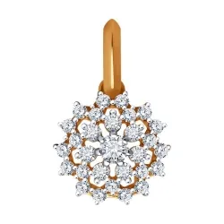Pandantiv din aur roșu cu Cubic Zirconia Incolor
