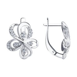 Серьги из серебра с камнями Фианит