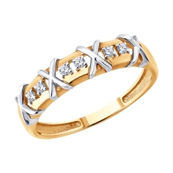 Кольцо из красного золота с камнями Бриллиант