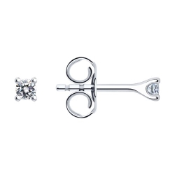 Серьги Пусеты из серебра с камнями Фианит