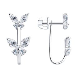 Cercei Pusete din argint  cu pietre Cubic Zirconia Incolor