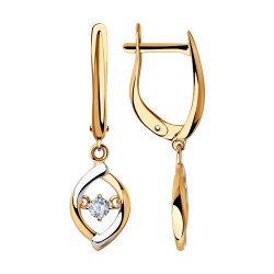 Cercei Suspendați din aur roșu cu pietre Cubic Zirconia Incolor
