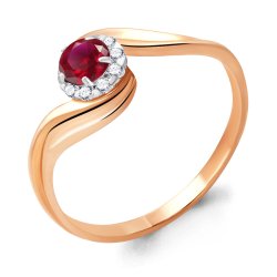 Inel din aur roșu cu pietre Diamant, Rubin