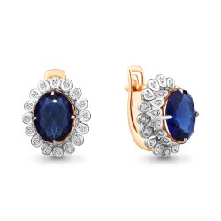 Cercei din aur roșu cu pietre Diamant, Safir